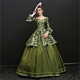 Rococo Lace Up Victorian 18th Century Vacation Dress Maria Antonietta Dress Party Costume Masquerade Ball Gown Women's Satin Costume Green Vintage Cosplay 3/4