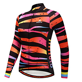 Miloto Women's Long Sleeve Cycling Jersey Winter Camouflage Rainbow Plus Size Bike Jersey Top Mountain Bike MTB Road Bike Cycling Back Pocket Sports Clothing A