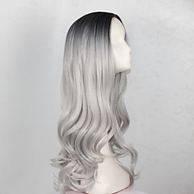 Synthetic Wig Wavy Wig Long Black / Grey Synthetic Hair Women's Gray