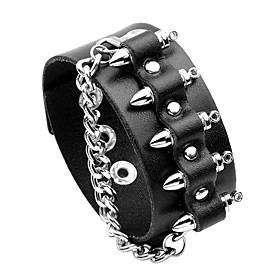 Men's Cuff Bracelet Leather Bracelet Rivet Vintage Oversized Leather Bracelet Jewelry Black / Brown For Street Bar