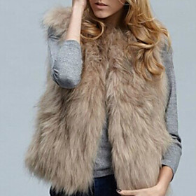 Women's Vest Solid Colored Stylish Streetwear Winter V Neck Regular Coat Daily Sleeveless Jacket Camel / Plus Size