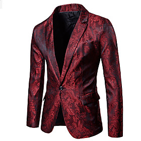 Season:Fall,Spring; Fabric:Polyester; Sleeve Length:Long Sleeve; Look After Me:Machine wash; Gender:Men's; Size Suggestion:This Style is TRUE to SIZE.; Style:Sophisticated; Elasticity:Micro-elastic; Occasion:Casual / Daily; Age Group:Adults; Outerwear Leng Men's Blazer Regular Floral Print Casual / Daily Sophisticated Black / Purple / Wine M / L / XL