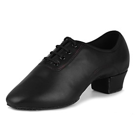 Men's Latin Shoes Ballroom Shoes Salsa Shoes Line Dance Heel Cuban Heel Black