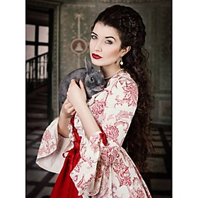 Marie Antoinette Rococo Victorian Medieval Renaissance 18th Century Dress Ball Gown Women's Costume Red / Olive Vintage Cosplay Party Prom 3/4 Length Sleeve Fl