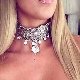 Women's Choker Necklace Ladies Fashion Vintage Oversized Imitation Diamond Alloy Silver Gold 37 cm Necklace Jewelry For Club Bar