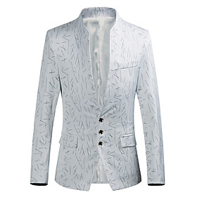 Season:Winter,Fall,Spring; Fabric:Polyester; Sleeve Length:Long Sleeve; Look After Me:Machine wash; Gender:Men's; Size Suggestion:Please choose one size larger according to your normal size.; Elasticity:Inelastic; Occasion:Party,Going out; Age Group:Adults Men's Blazer Regular Striped Party Going out White / Black / Purple M / L / XL