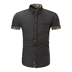 Men's Shirt Solid Colored Print Short Sleeve Daily Tops Active Basic Black Wine Khaki