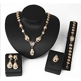 Women's Jewelry Set Chain Bracelet Stud Earrings Geometrical Ladies Sweet Fashion Italian Gold Plated Earrings Jewelry Gold For Wedding Evening Party / Pendant