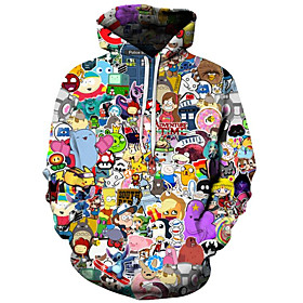 Homme Grande Taille Sweat-shirt à capuche Bande dessinée 3D Crânes Imprimer Capuche du quotidien Sortie 3D effet Actif Pulls Capuche Pulls molletonnés Manches