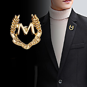 Gender:Men's; Gemstone:Cubic Zirconia; Theme:Letter,Creative; Shape:Round; Style:British,Fashion,Unique Design; Jewelry Type:Brooches; Occasion:Daily,Party; Material:Alloy; Width:1.7; Height:2; Design:Classic,Stylish; Features:Cool; Front page:WE; Shipping Men's Cubic Zirconia Brooches Classic Stylish Creative Letter Unique Design Fashion British Brooch Jewelry Gold Silver For Party Daily