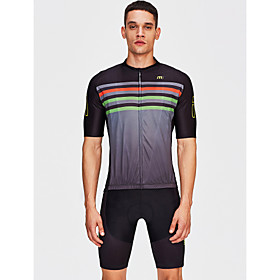 Malciklo Men's Cycling Jersey with Bib Shorts - White / Black Bike Bib Shorts Jersey Quick Dry Anatomic Design Reflective Strips Sports Lycra France Mountain B