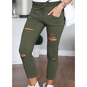 Women's Cotton Skinny Daily Chinos Pants Solid Colored White Wine Army Green Black