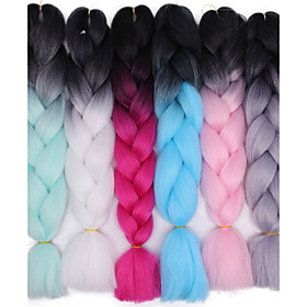 Crochet Hair Braids Jumbo Box Braids Ombre Synthetic Hair Braiding Hair 1 pc / The hair length in the picture is 24inch.