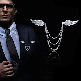 Gender:Men's; Gemstone:Cubic Zirconia; Theme:Angel Wings,Creative; Shape:Cuboid; Style:British,Statement,Fashion; Jewelry Type:Brooches; Occasion:Daily,Holiday; Material:Alloy; Width:3.5; Height:3.7; Design:Stylish,Link / Chain; Features:Cool; Front page:W Men's Cubic Zirconia Brooches Stylish Link / Chain Creative Angel Wings Statement Fashion British Brooch Jewelry Gold Silver For Daily Holiday