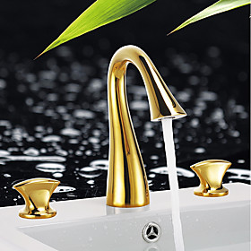 Bathroom Sink Faucet / Faucet Set - New Design / Cool / Lovely Ti-PVD Free Standing Two Handles Three HolesBath Taps