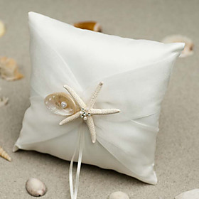 Fabric Starfish and Seashell Satin Ring Pillow Pillow All Seasons