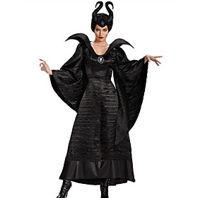 Maleficent Dress Cosplay Costume Adults' Women's Vacation Dress Halloween Carnival Festival / Holiday Black Women's Female Easy Carnival Costumes Solid Color /