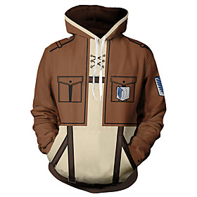 Inspiré par L'Attaque des Titans Eren Jager Mikasa Ackermann Manga Costumes de Cosplay Japonais Hoodies de cosplay Impression réactive Mosaïque Sweat à capuche