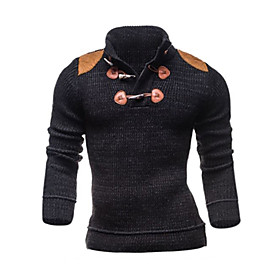 Men's Color Block Pullover Long Sleeve Slim Regular Sweater Cardigans Fall Winter Dark Gray / Weekend