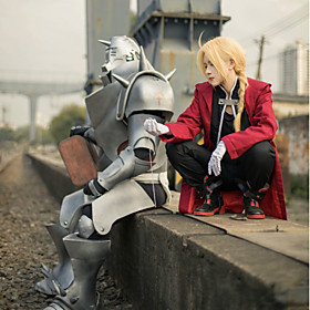 Inspired by Edward Elric Fullmetal Alchemist Anime Cosplay Costumes Japanese Patchwork Cosplay Suits Coat Vest Pants Long Sleeve For Men's / Cloak