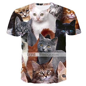 Men's T shirt Shirt Graphic Animal Print Short Sleeve Daily Tops Basic Streetwear Round Neck Rainbow