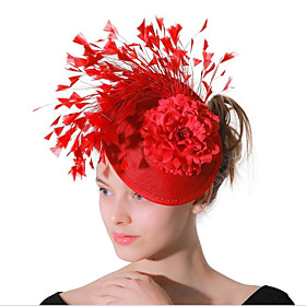 Women's Party Hat Party Wedding Prom Flower Floral Red Hat / Fascinators / Fabric / Vintage