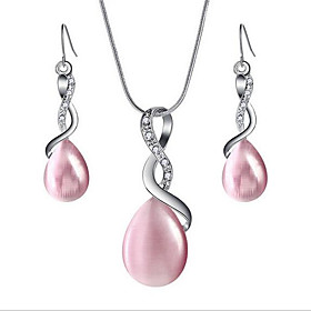 Women's Crystal Jewelry Set Drop Earrings Pendant Necklace Briolette Infinity Pear Stylish Elegant Classic Opal Earrings Jewelry Pink / White / Black For Party