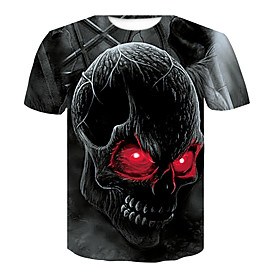 Men's T shirt Graphic Skull Plus Size Print Tops Black