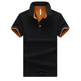 Men's Golf Shirt Tennis Shirt Solid Colored Plus Size Short Sleeve Causal Tops Casual / Daily Outdoor Shirt Collar Blue Royal Blue White
