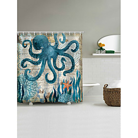 Bathroom Shower Curtains with Hooks Octopus Pattern 3D Print Polyester Waterproof Shower Curtain 72 Inch