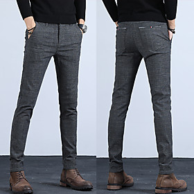 Fabric:Polyester; Gender:Men's; Style:Basic; Elasticity:Micro-elastic; Details:Belt Not Included; Fit Type:Slim; Waistline:Mid Waist; Pattern:Solid Colored; Design:Classic; Special Size:Asian Size; Pants Type:Chinos; Fly Type:Button,Zipper; Front page:WE; Men's Basic Chinos Pants Solid Colored Classic Black Blue Gray 30 31 32
