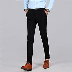 Fabric:Polyester; Gender:Men's; Style:Basic; Elasticity:Micro-elastic; Fit Type:Slim; Waistline:Low Waist; Pattern:Solid Colored; Special Size:Normal; Pants Type:Chinos,Dress Pants; Fly Type:Zipper; Front page:WE; Listing Date:04/30/2019; Production mode:S Men's Basic Dress Pants Chinos Pants Solid Colored Black Navy Blue 30 31 32