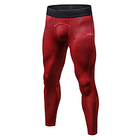 YUERLIAN Men's High Waist Yoga Pants Cropped Leggings Tights Thermal Warm Moisture Wicking Red Blue Rough Black Fitness Gym Workout Running Summer Sports Activ