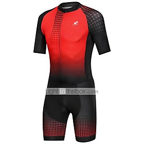 Nuckily Men's Short Sleeve Triathlon Tri Suit Black / Red Gradient Bike Breathable Sports Spandex Geometric Mountain Bike MTB Road Bike Cycling Clothing Appare