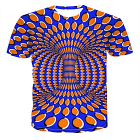 Men's T shirt Graphic Print Short Sleeve Daily Tops Blue
