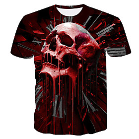 Men's T shirt Graphic Skull Plus Size Tops Red