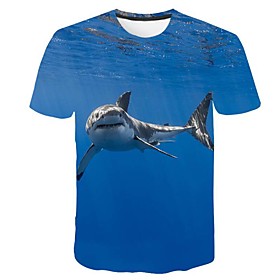 Men's T shirt Graphic 3D Animal Plus Size Print Tops Blue