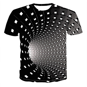 Men's Unisex Tee T shirt 3D Print Graphic Optical Illusion Plus Size Short Sleeve Party Tops Streetwear Punk  Gothic Round Neck Blue Purple Red / Summer