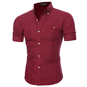 Men's Shirt Solid Colored Color Block Tops Classic Collar Purple Blushing Pink Wine