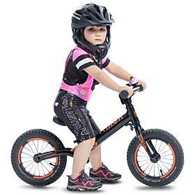 SANTIC Girls' Short Sleeve Cycling Jersey with Bib Shorts - Kid's Summer Silicone Mesh Spandex Black Cartoon Bike Padded Shorts / Chamois Clothing Suit UV Resi