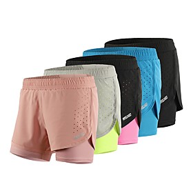 Arsuxeo Dames Hardloopshorts Atletisch Short / Broekje Kleding Onderlichaam 2 in 1 Netstof Elastische tailleband Elastaan Fitness Gym training Hardlo Arsuxeo Dames Hardloopshorts Atletisch Short / Broekje Kleding Onderlichaam 2 in 1 Netstof Elastische tailleband Elastaan Fitness Gym training Hardlo