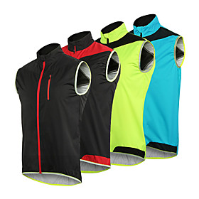 Arsuxeo Men's Cycling Jacket Bike Vest / Gilet Waterproof Windproof Breathable Sports Polyester Elastane Black / Black / Red / Yellow Mountain Bike MTB Road Bi