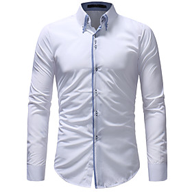 Men's Shirt Solid Colored Long Sleeve Daily Tops Business Basic Button Down Collar Yellow White Black / Work