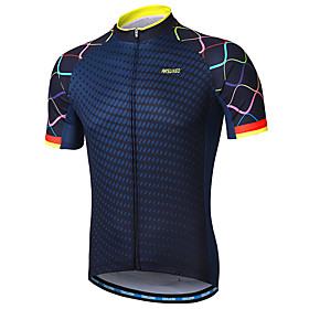 Arsuxeo Men's Short Sleeve Cycling Jersey Summer Polyester Bike Jersey Bike Shirt Mountain Bike MTB Road Cycling Reflective Strips Back Zipper Pockets Sweat wi