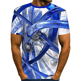 Men's T shirt Shirt Graphic 3D Print Short Sleeve Daily Wear Tops Streetwear Exaggerated Round Neck White / Club