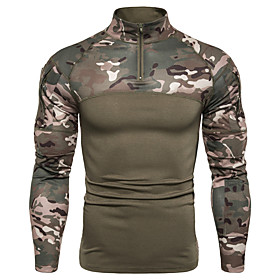 Men's T shirt Graphic Camo / Camouflage Long Sleeve Daily Tops Military Black Army Green Gray