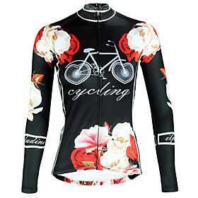 ILPALADINO Women's Long Sleeve Cycling Jersey Winter Elastane Black Floral Botanical Bike Top Mountain Bike MTB Road Bike Cycling Breathable Quick Dr ILPALADINO Women's Long Sleeve Cycling Jersey Winter Elastane Black Floral Botanical Bike Top Mountain Bike MTB Road Bike Cycling Breathable Quick Dr
