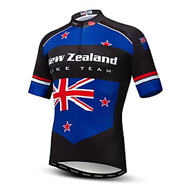 21Grams Australia New Zealand National Flag Men's Short Sleeve Cycling Jersey - Bule / Black Bike Top UV Resistant Quick Dry Moisture Wicking Sports Summer Ter