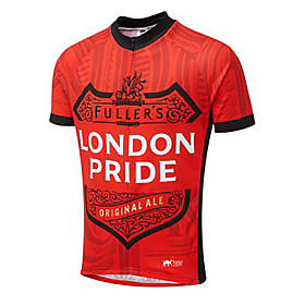 21Grams London Men's Short Sleeve Cycling Jersey - Red Bike Jersey Top Quick Dry Moisture Wicking Breathable Sports Summer Terylene Mountain Bike MTB Road Bike