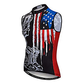 21Grams American / USA USA National Flag Men's Sleeveless Cycling Jersey Cycling Vest - Black / Red Bike Jersey Top Quick Dry Moisture Wicking Breathable Sport